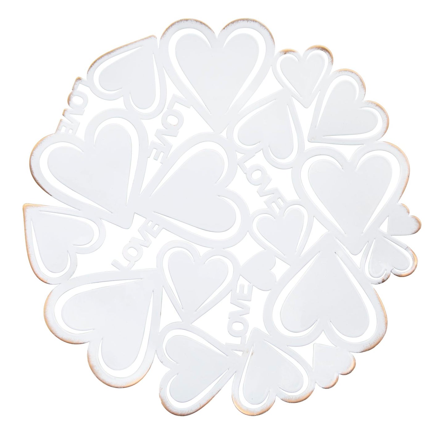Poslužavnik heart metalni bijeli cm ø 29x4