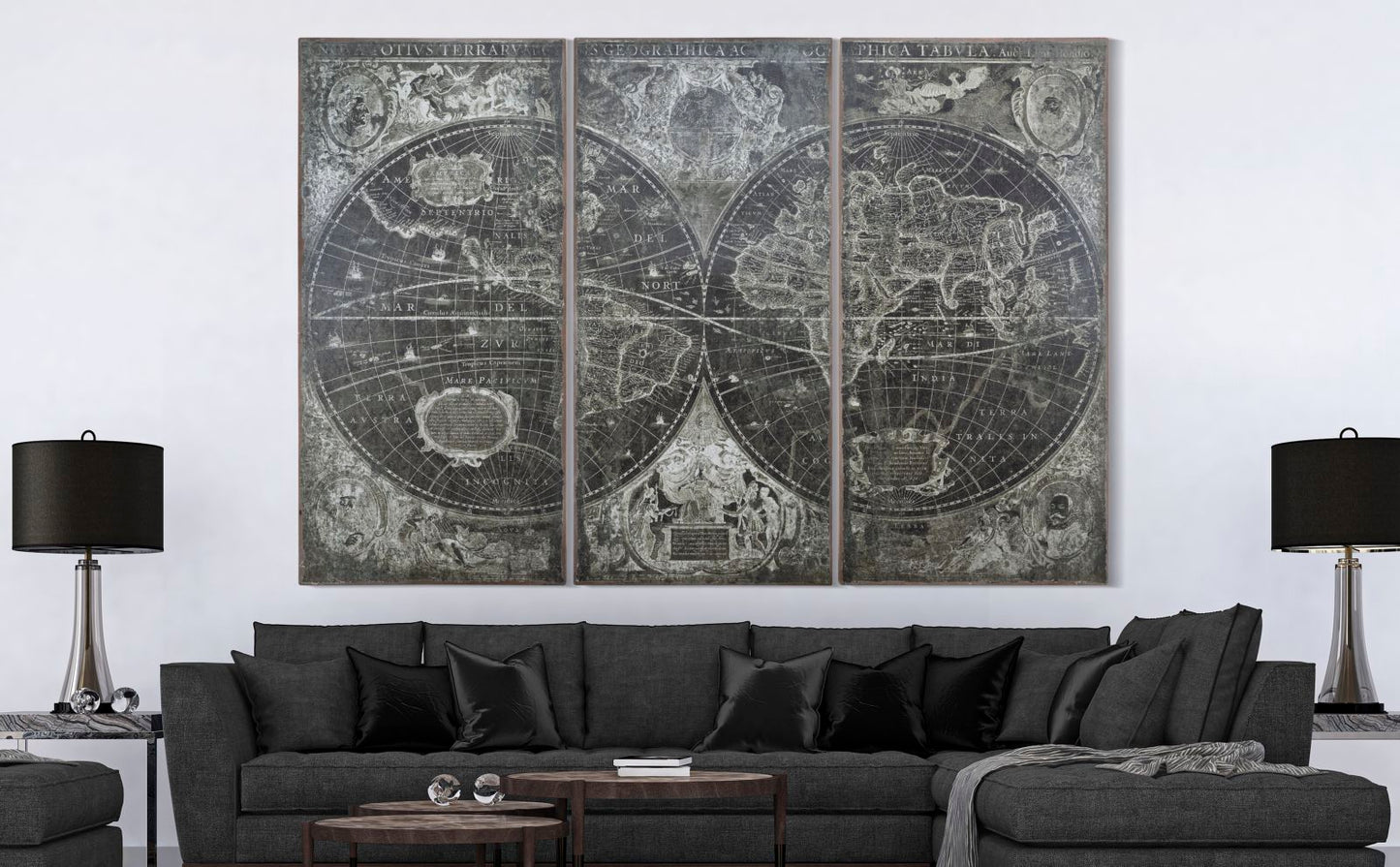Zidni metalni panel world set 3 kom cm 240x3x170 (80x3x170 jedan)