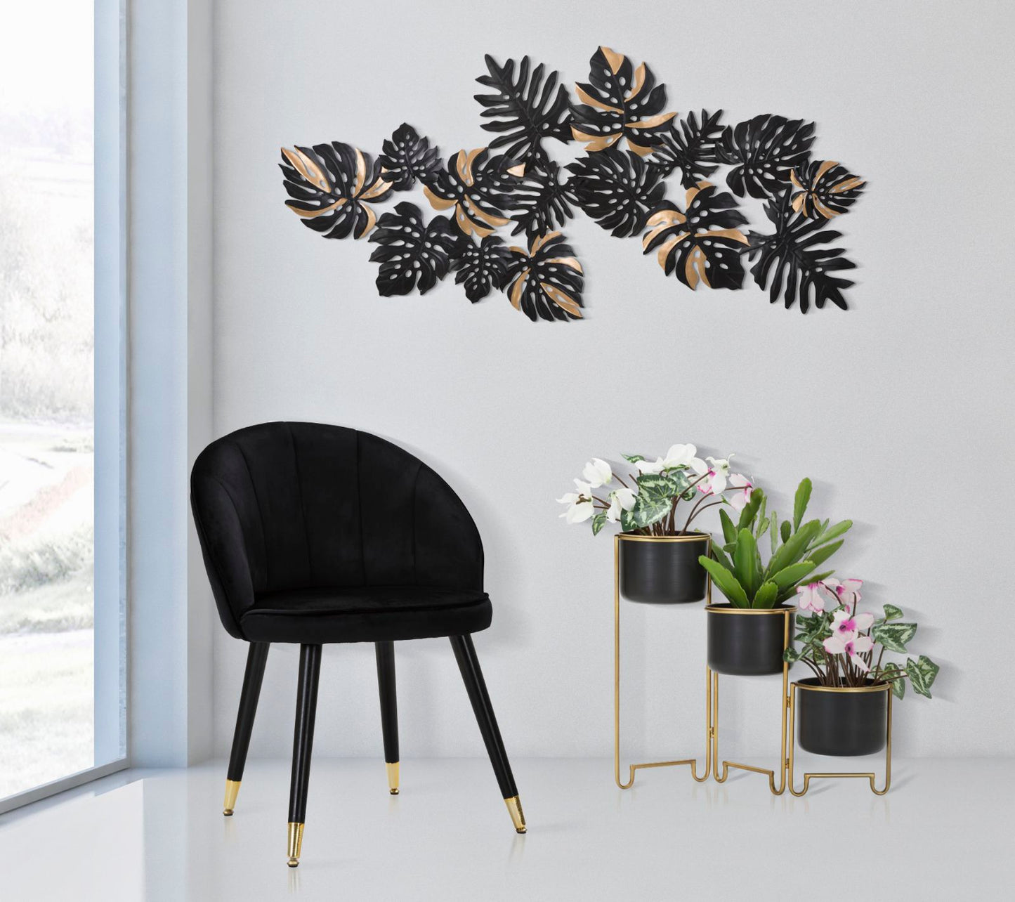 Metalni zidni panel dark leaf cm 133x6,5x63