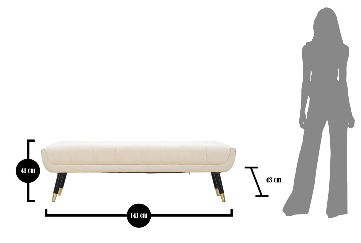 Klupa infinity krem cm 141x41x43
