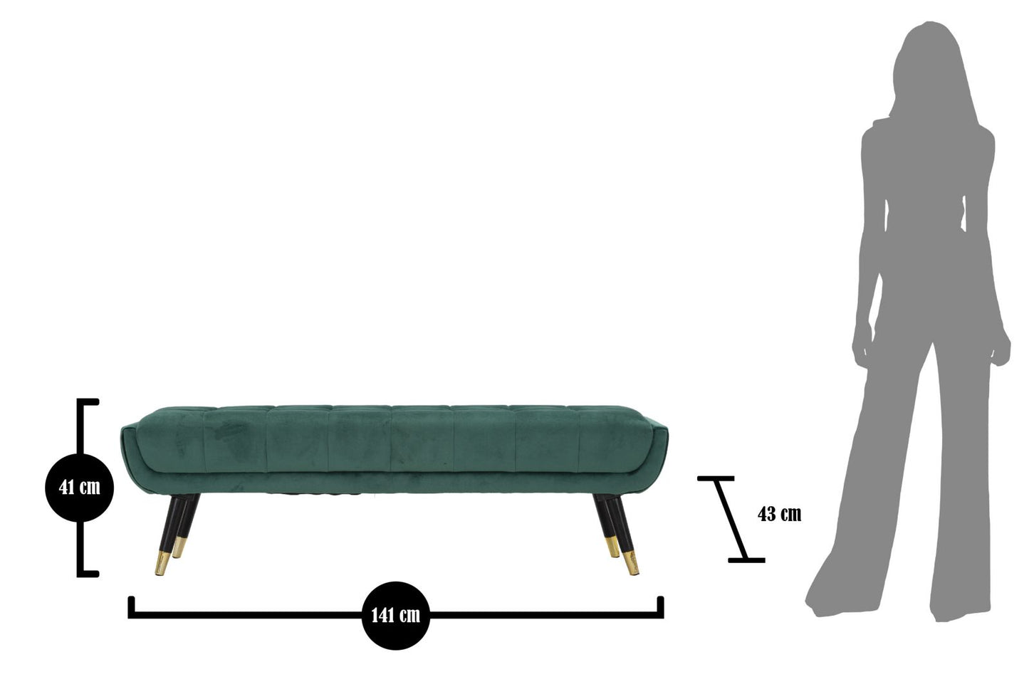 Klupica infinity green cm 141x41x43