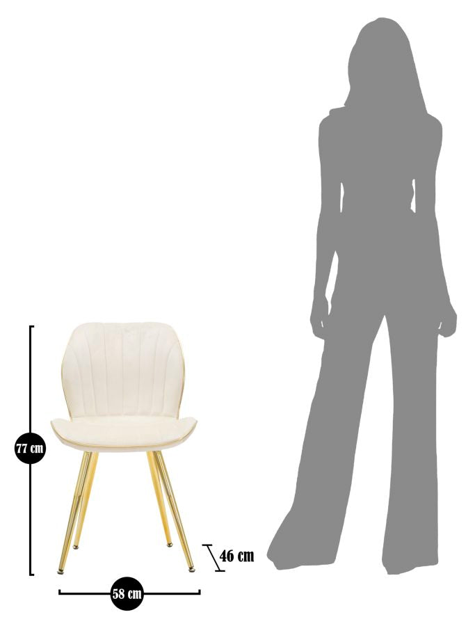 Stolica Paris space krem-zlata set 2 cm 46x58x77