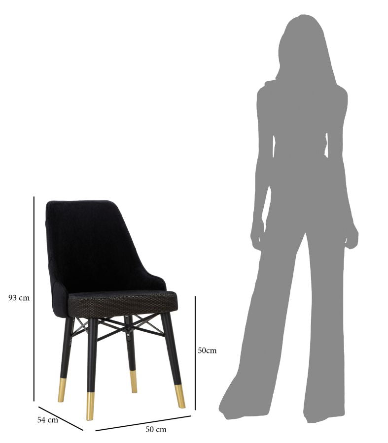 Set stolica 2 kom black cm 50x54x93