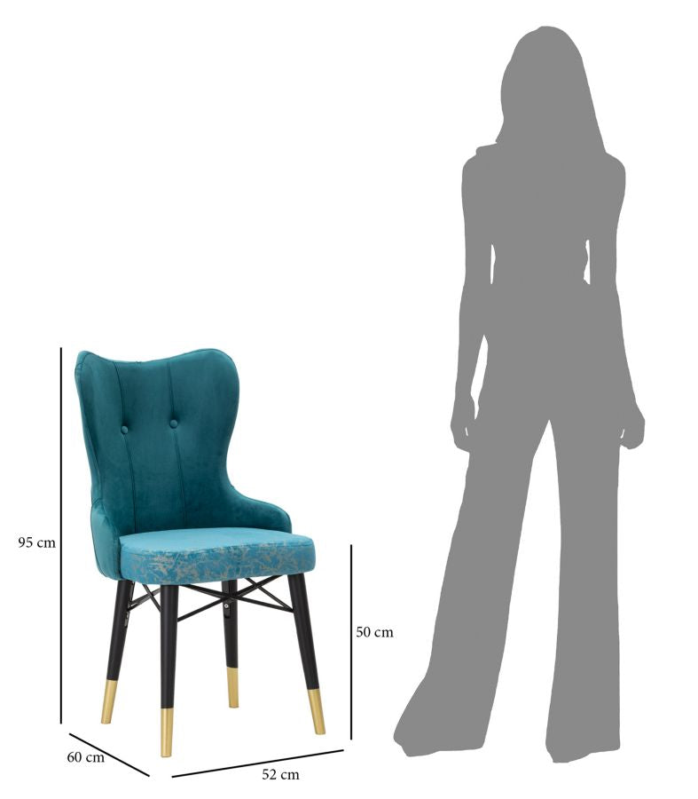 Garnitura stolica Kelebek teal 2 kom cm 52x60x95
