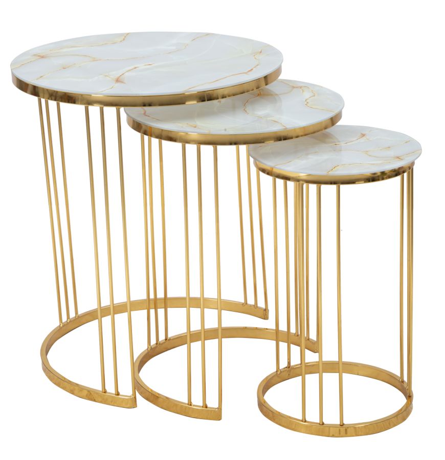 Stol jednostavni okrugli Paris 1 set 3kom cm ø 47x55,5-37,5x50,5-28,5x45,5