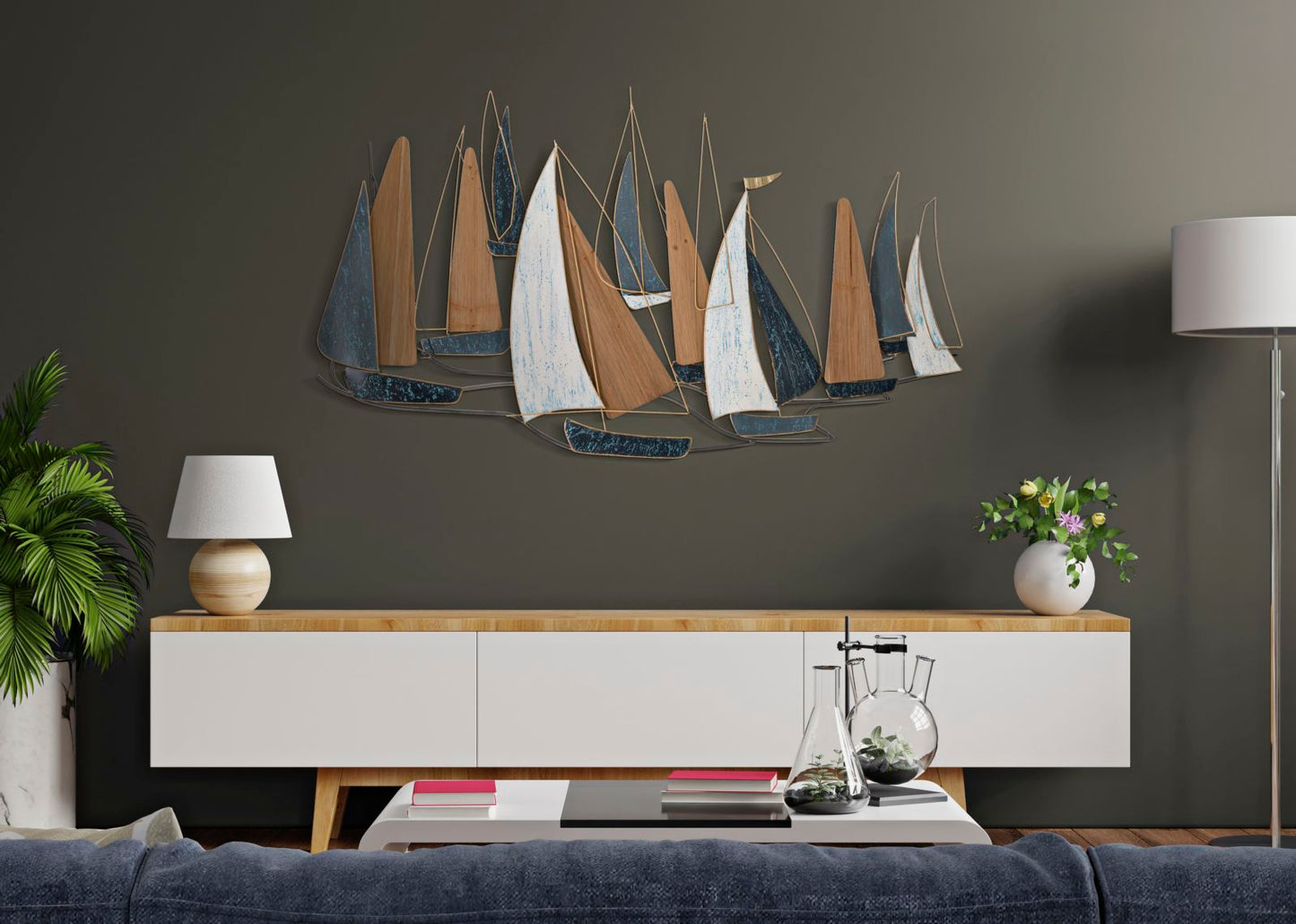 Zidna dekoracija Dark Regata 132x3,8x76,8 cm