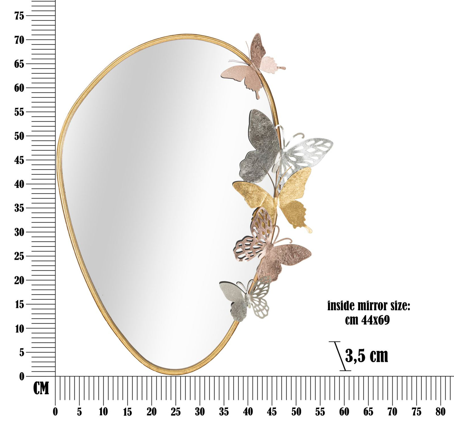 Zidno zrcalo Oval 58,5x3,5x71,5 cm