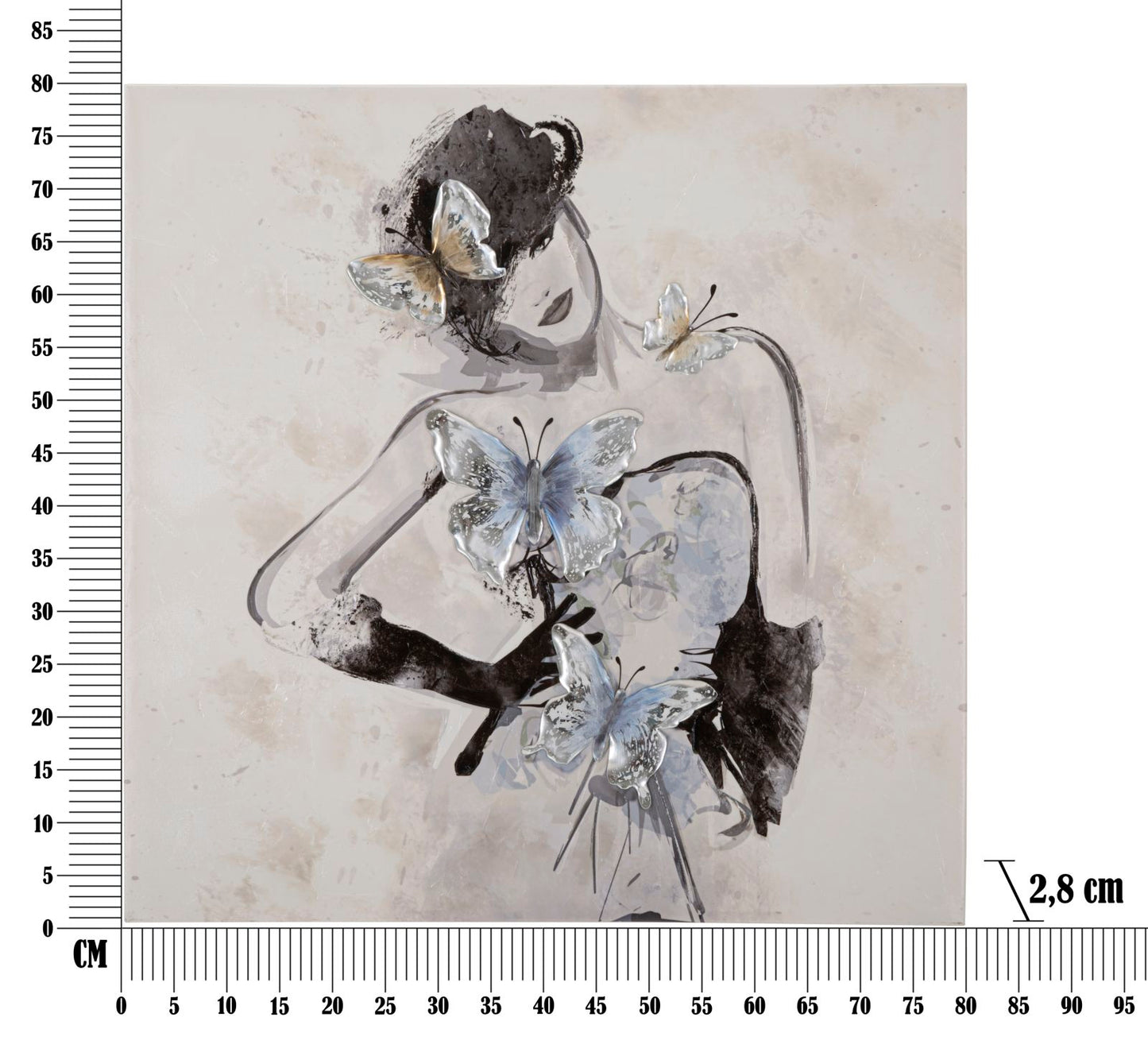 Ručno izrađena ženska zidna slika -B- 80x2,8x80 cm