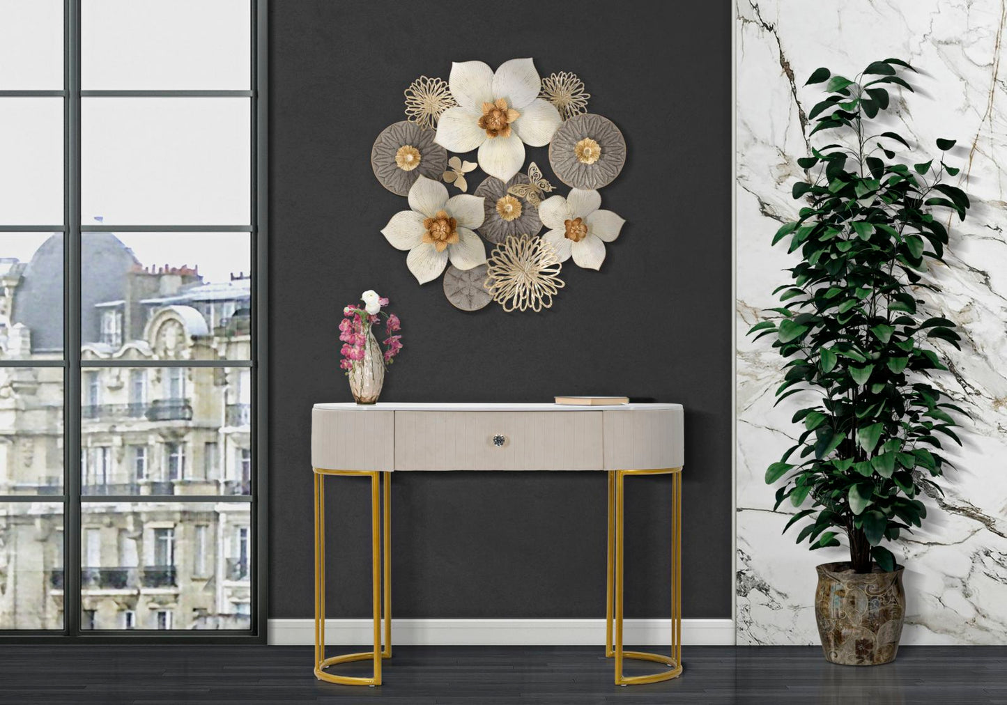 Konzola montpellier krem boja 100x40x75 cm