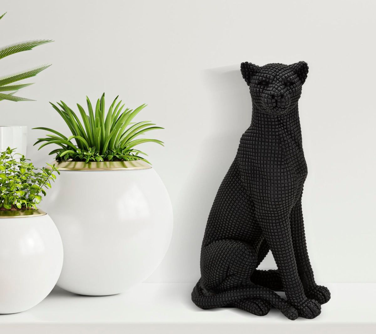 Dekoracija leopard, crni, 15 × 10 × 27 cm