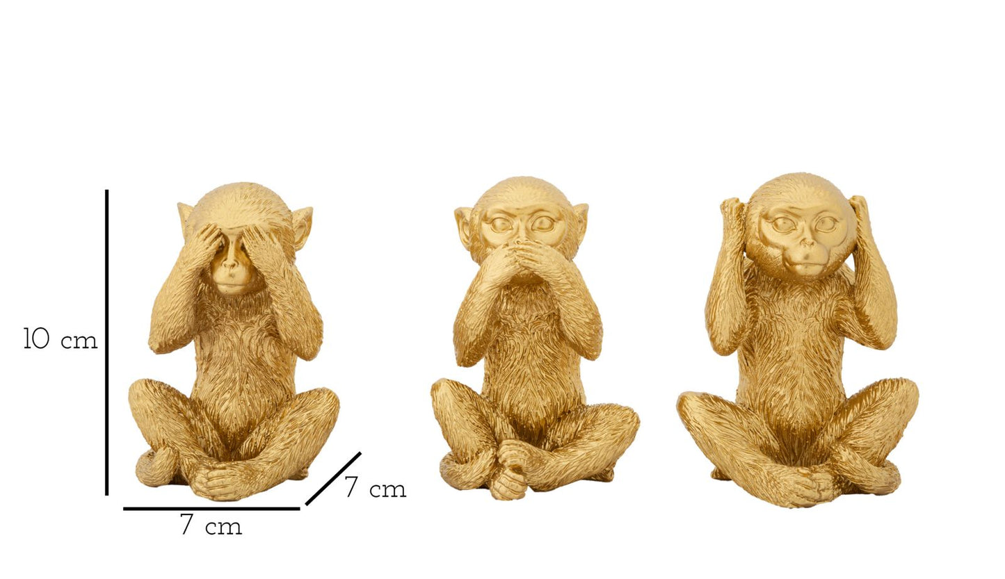 Dekoracija Majmun koji ne govori-ne slušaj-ne vidi set od 3 kom 6,3x2x9,2 cm