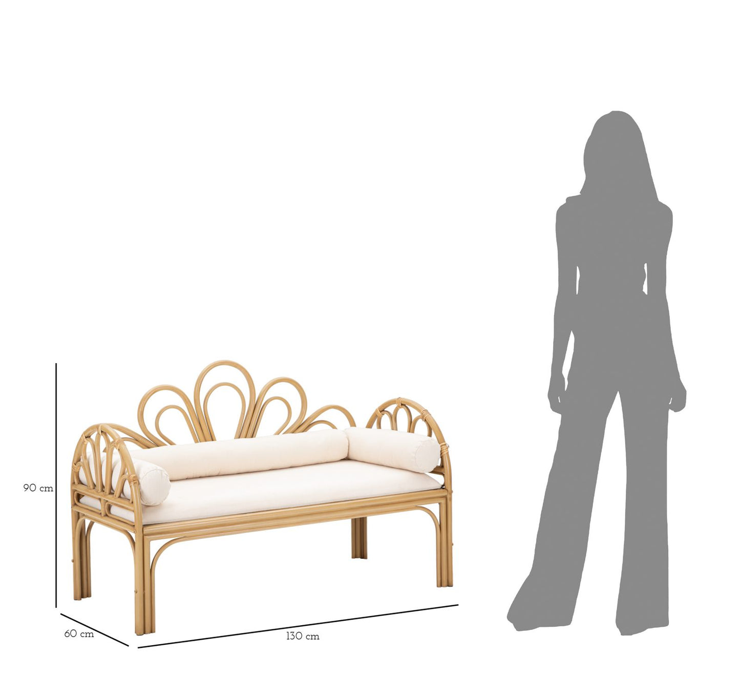 Klupa Panama s jastucima 130x60x90 cm