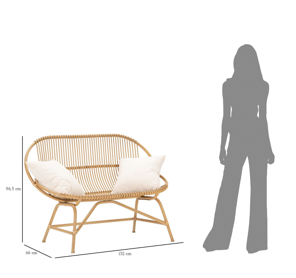 Dvosjed Panama s jastucima 132x66x96,5 cm