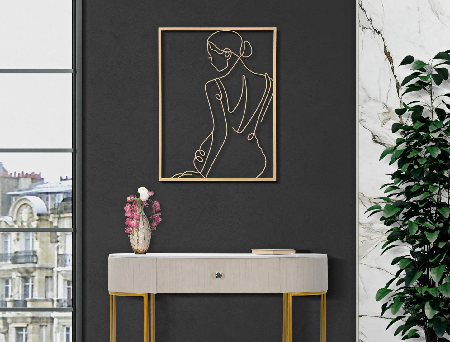 Zidna dekoracija IRON WALL PANEL GOLD WOMAN cm 60X1X80