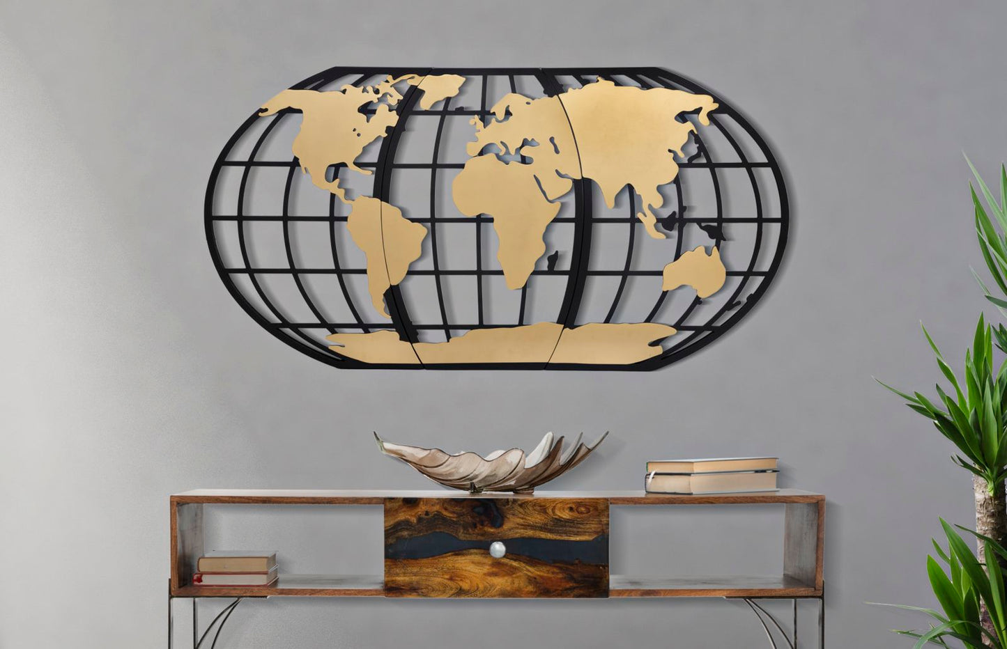 Metalni zidni panel world glam cm 133x3,5x70