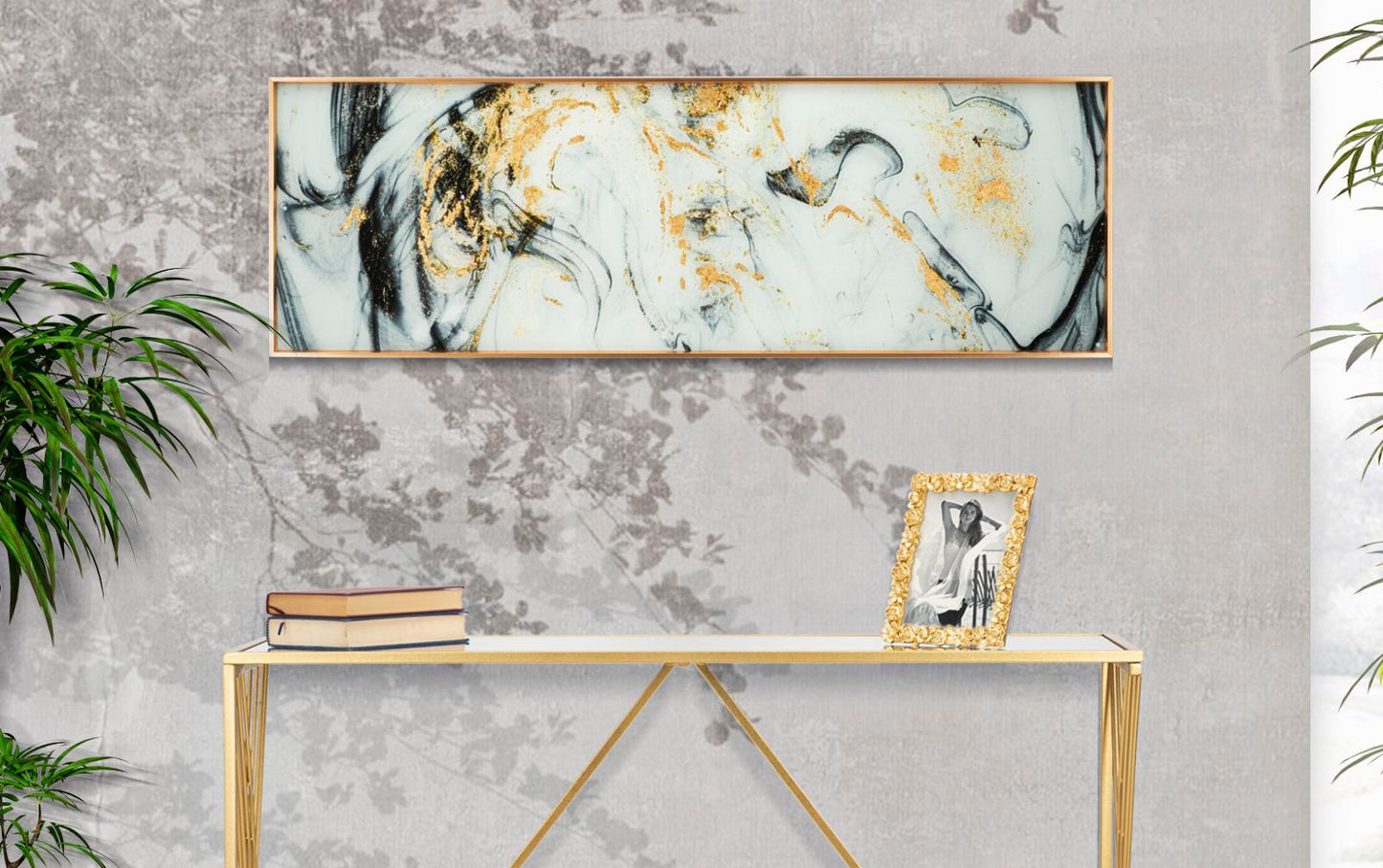 Stakleni zidni panel s okvirom long ghost cm 120x3,5x40