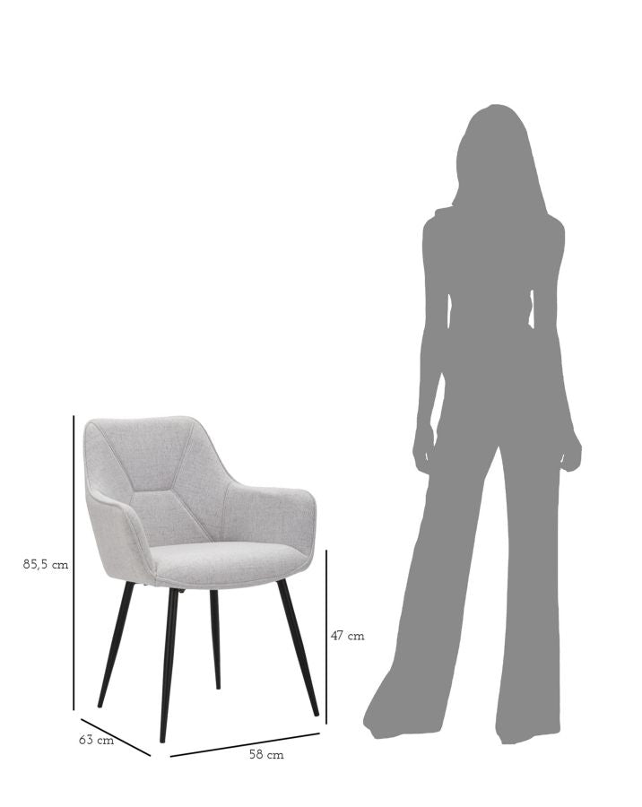 Stolica VICENZA GREY SET 2 kom cm 58X63X85,5