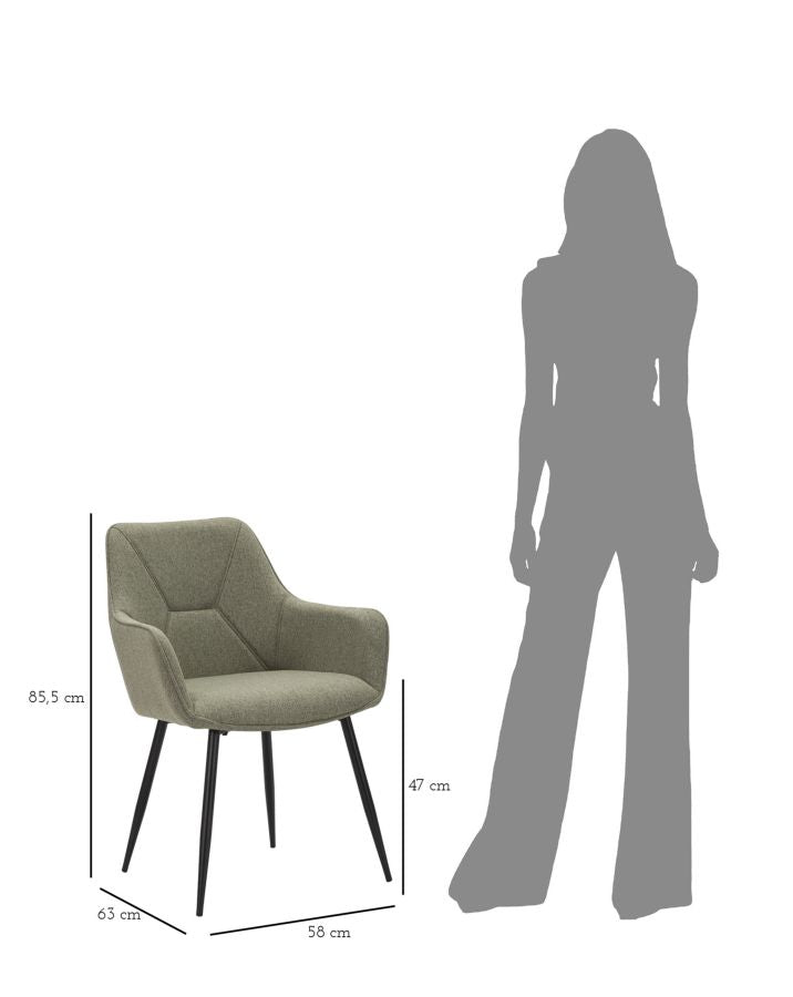 Stolica VICENZA GREEN, SET 2 kom., 58 × 63 × 85,5 cm
