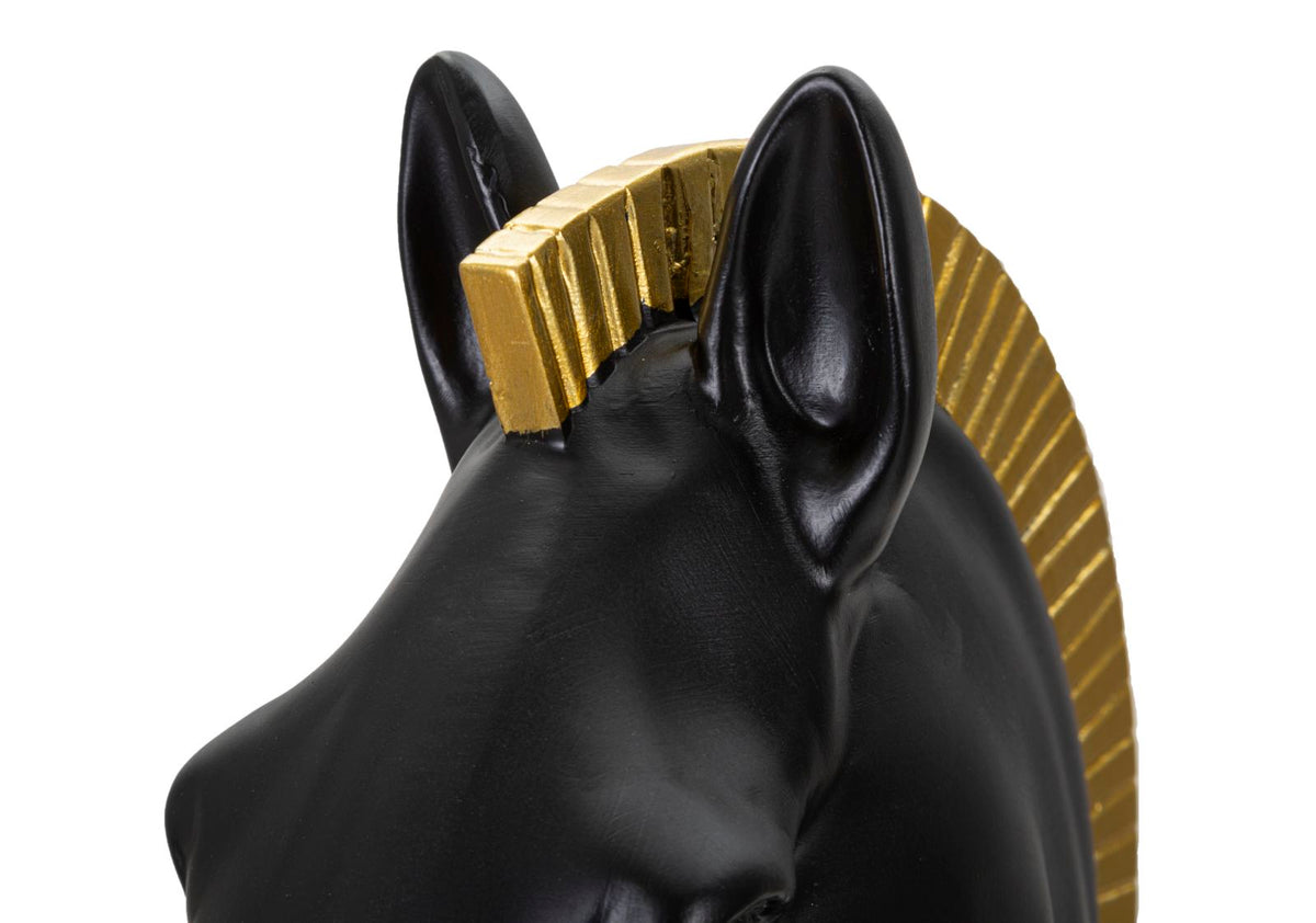 Dekoracija BLACK AND GOLD HORSE cm Ø 18,5X50