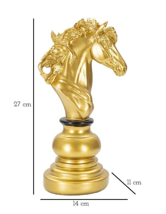 Dekoracija GOLD AND BLACK HORSE cm 14X11X27