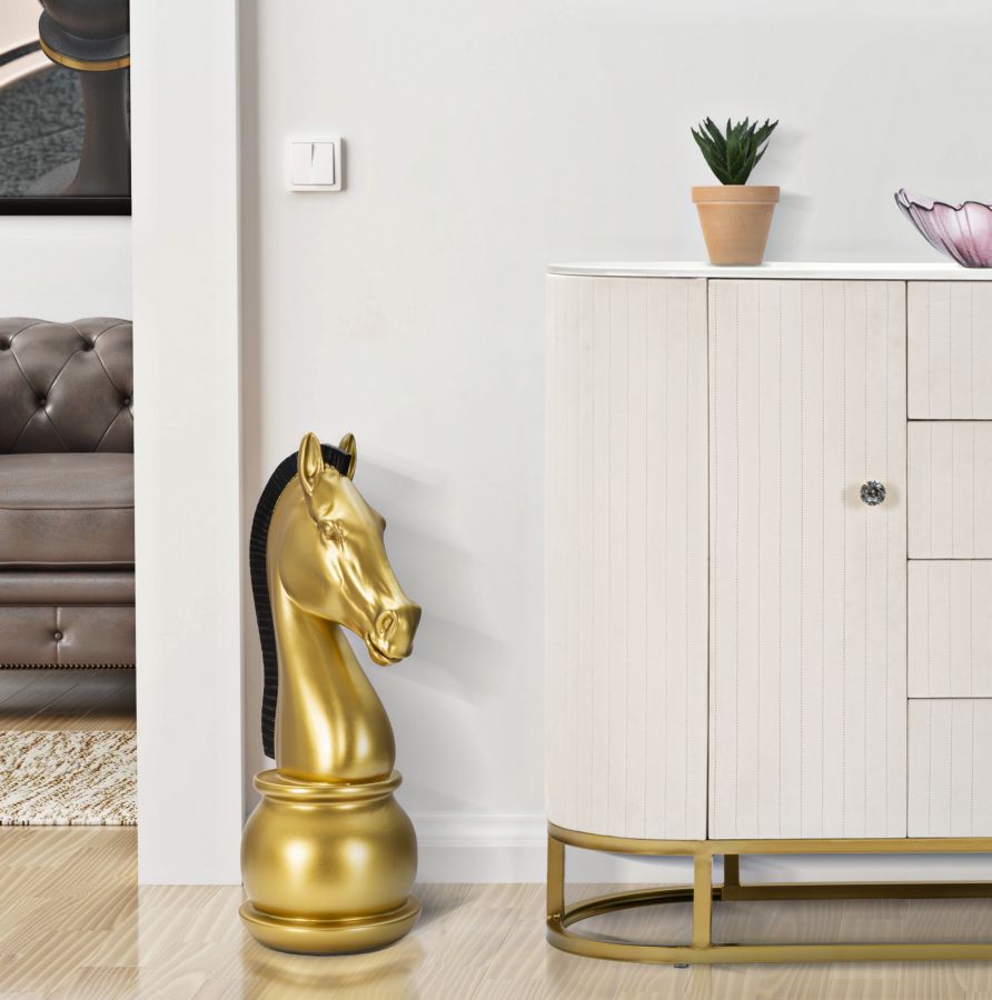Dekoracija GOLD AND BLACK HORSE cm Ø 18,5X50
