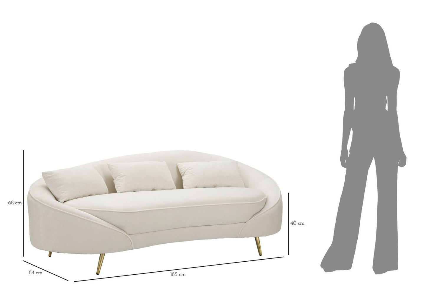 Trosjed OSLO CREAM 185x84x68 cm