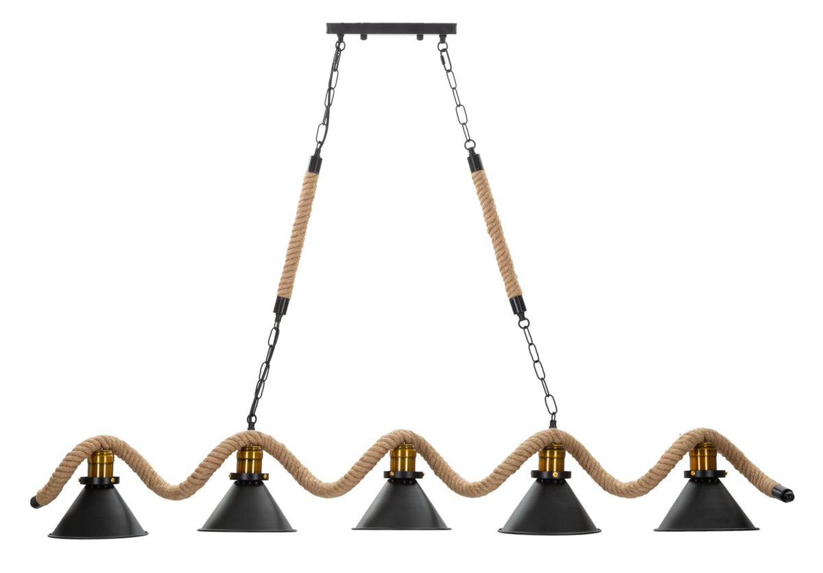 Stropna svjetiljka CUP/ROPE, 5 žarulja, 130 × 20 × 80 cm