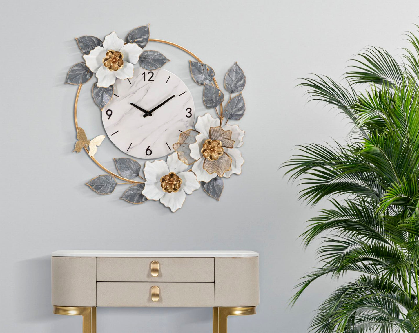 Zidni sat FLOWERS 64x8x64 cm