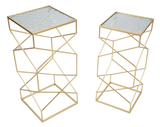 Stolići GLASSY set 2 kom 31,5X31,5X68-28X28X64 cm