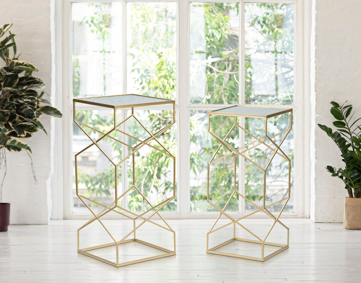 Stolići GLASSY set 2 kom 31,5X31,5X68-28X28X64 cm