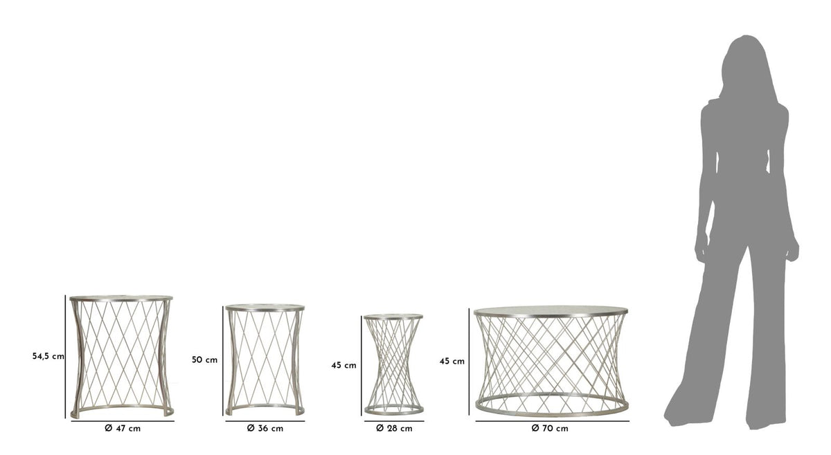 Stolić za kavu+završni stol SAWYER ø 70x45-47x54,5-36x50-28x45 cm
