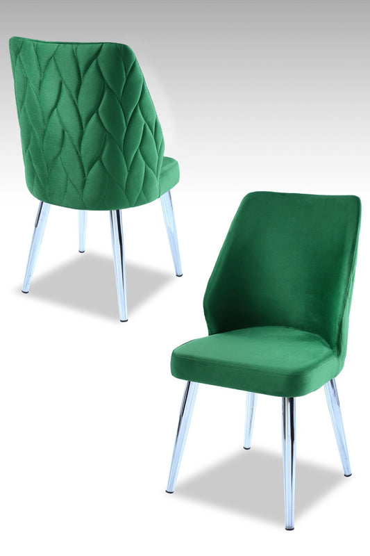 Set stolica (2 komada) 498, zelena, krom