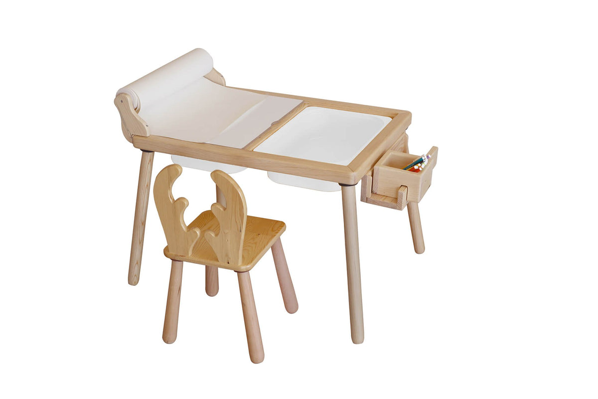 Dječji stol set Roll and Chair - White