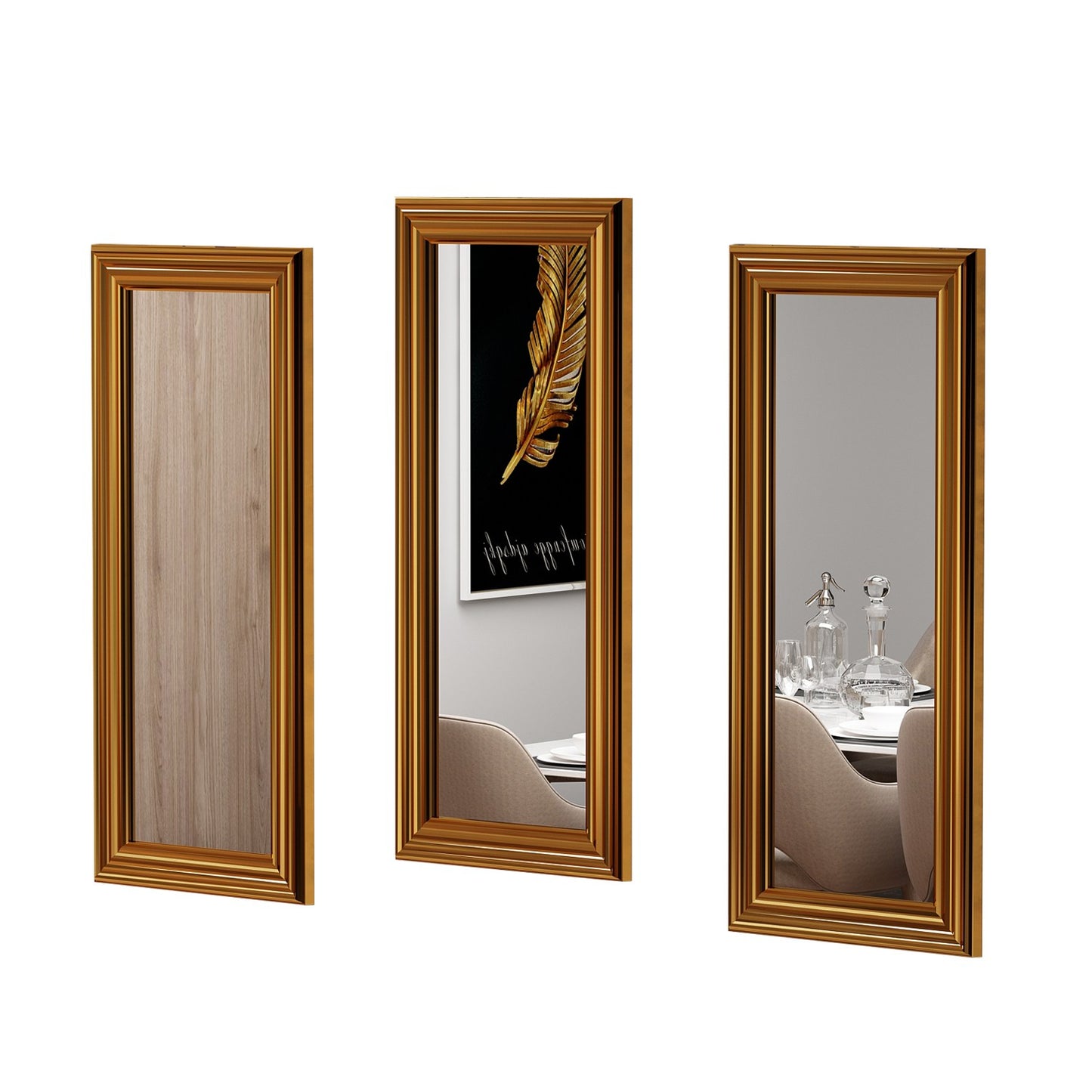 Set ogledala (3 komada), Zlato, Lavia - Gold
