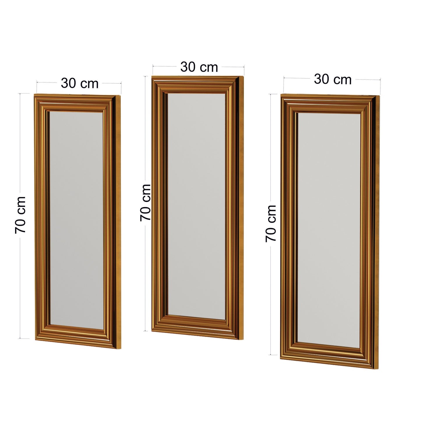 Set ogledala (3 komada), Zlato, Lavia - Gold