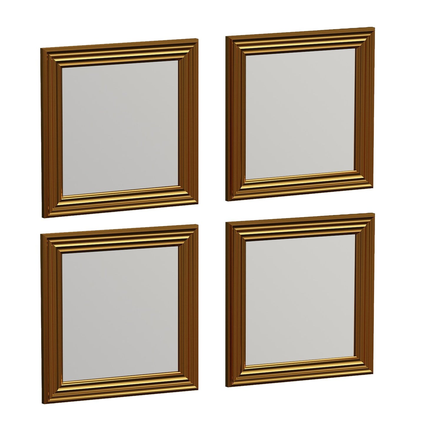 Set ogledala (4 komada), Zlato, Loza - Gold