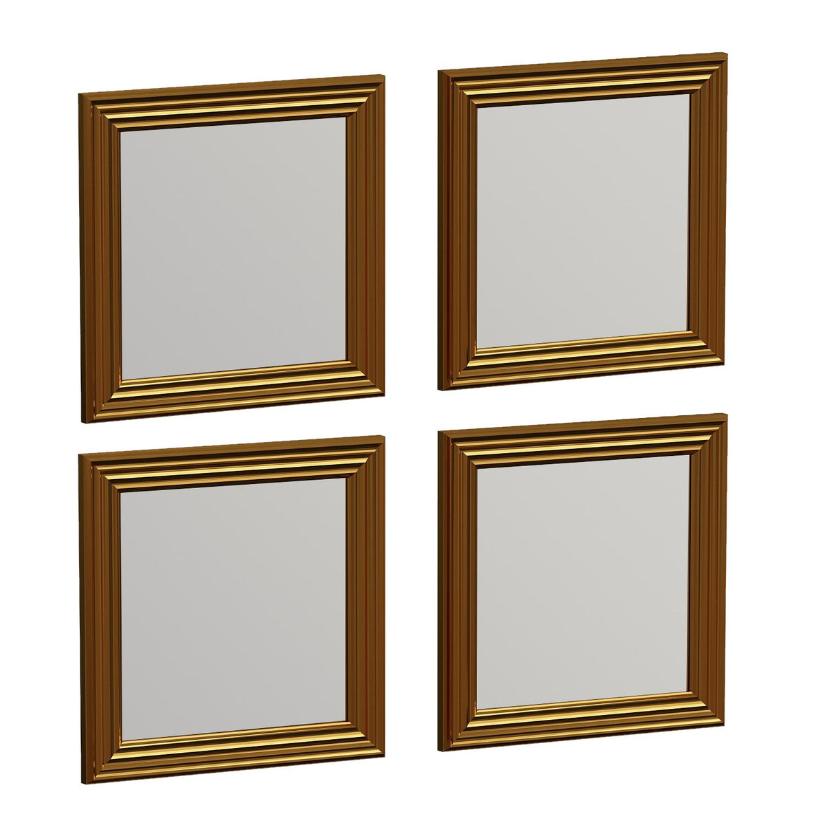 Set ogledala (4 komada), Zlato, Loza - Gold