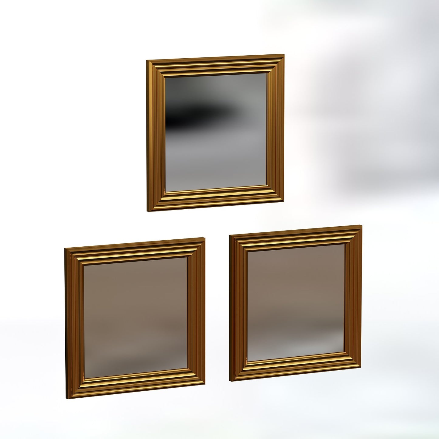 Set ogledala (3 komada), Zlato, Otto - Gold