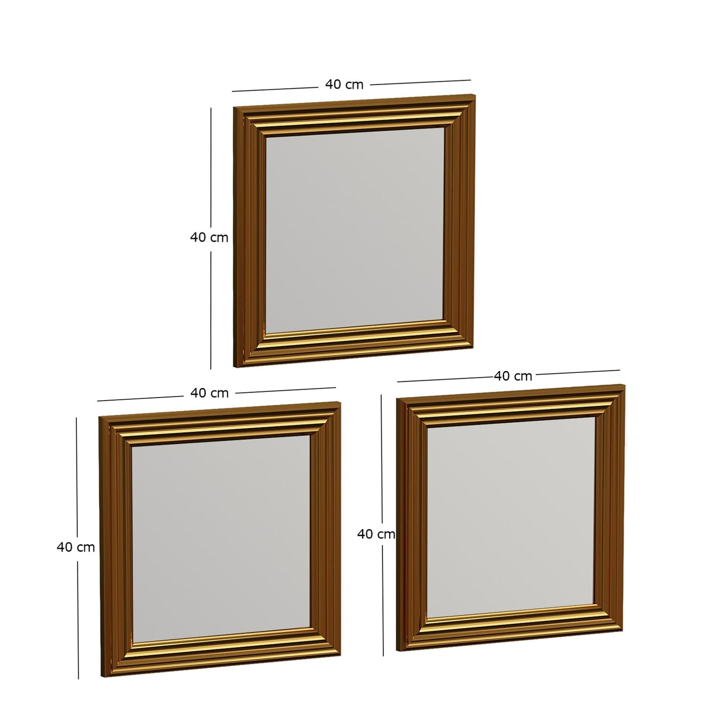Set ogledala (3 komada), Zlato, Otto - Gold
