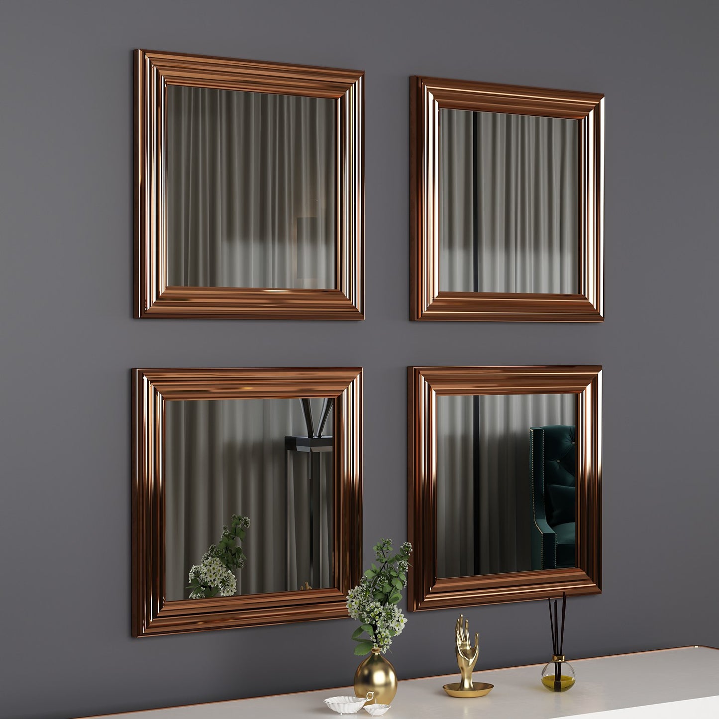 Set ogledala (4 komada), bronca, Loza - Bronze