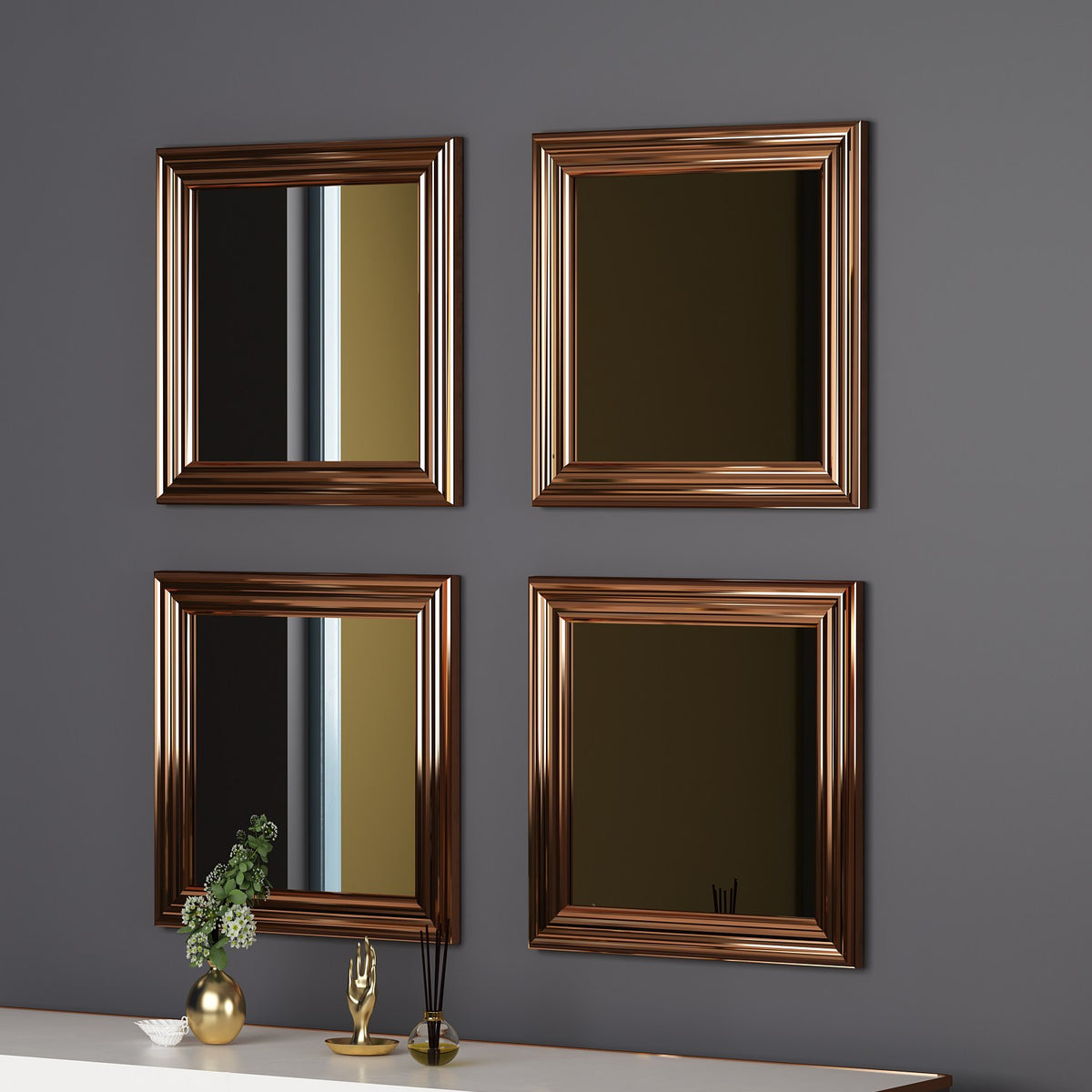 Set ogledala (4 komada), bronca, Loza - Bronze