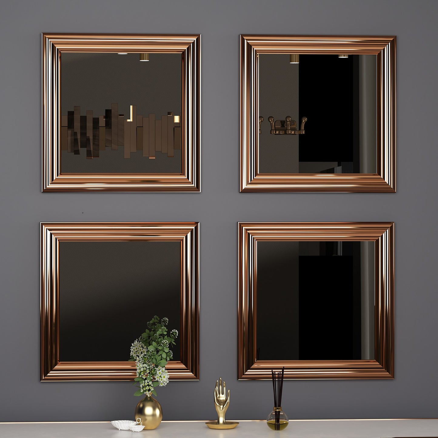 Set ogledala (4 komada), bronca, Loza - Bronze