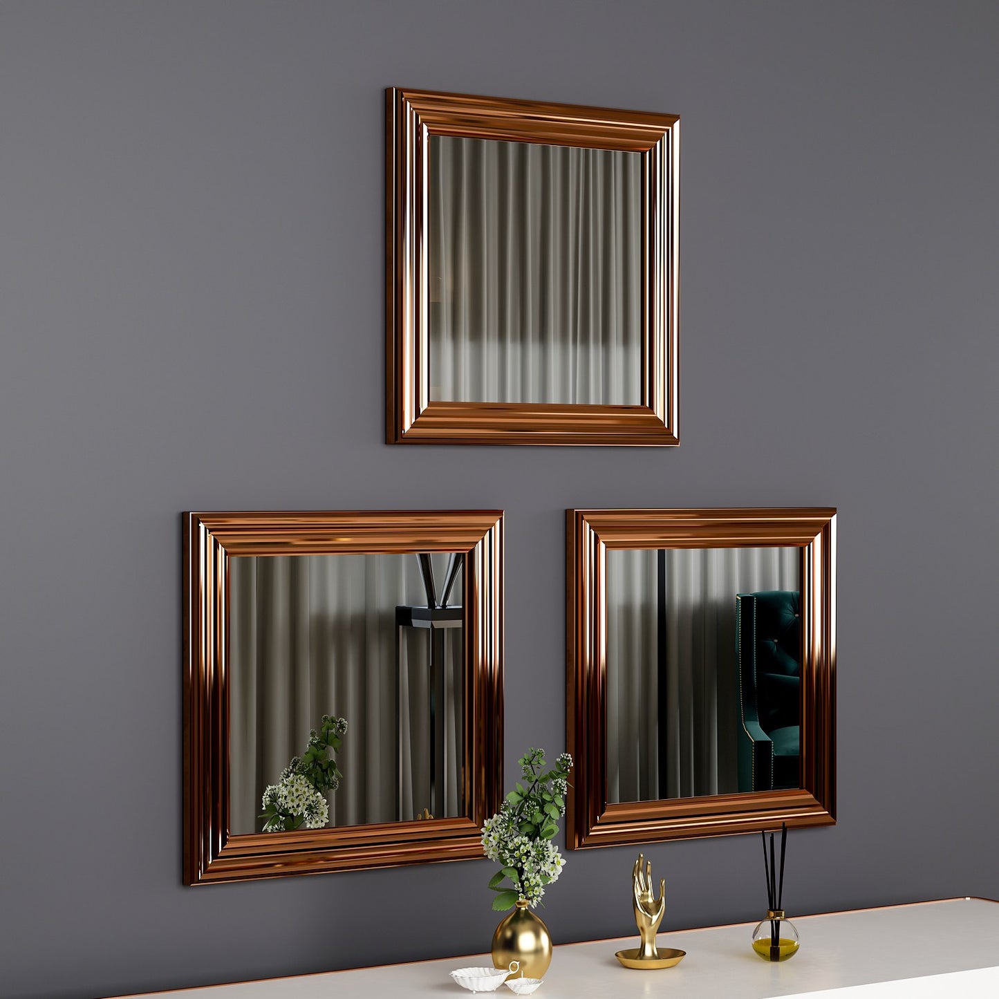 Set ogledala (3 komada), bronca, Otto - Bronze