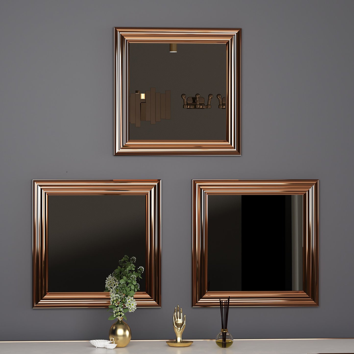 Set ogledala (3 komada), bronca, Otto - Bronze