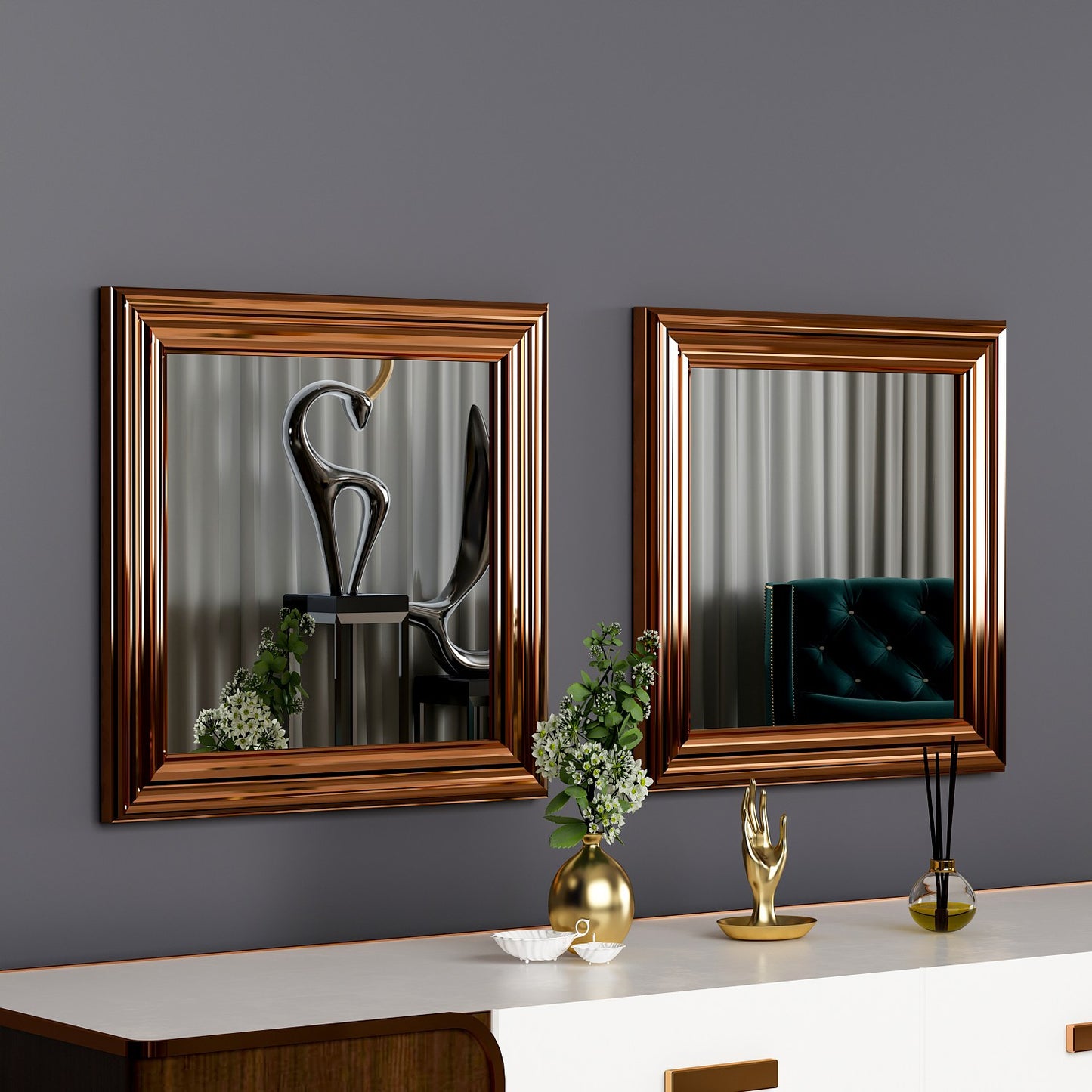 Set ogledala (2 komada), bronca, Bale - Bronze