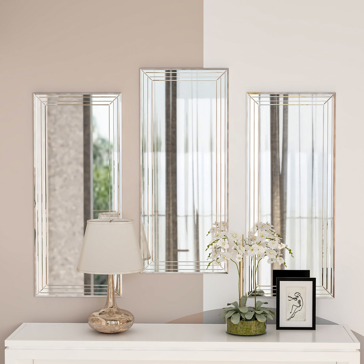 Dekorativni set ogledala (3 komada) Mini Neom - Transparent