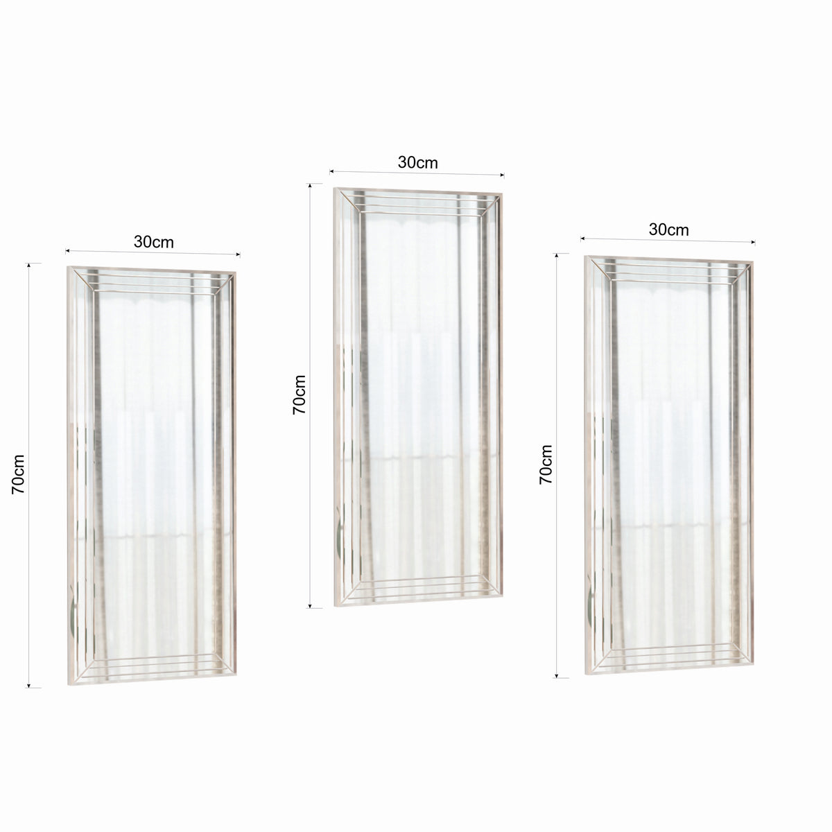 Dekorativni set ogledala (3 komada) Mini Neom - Transparent