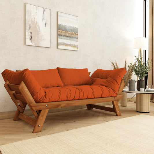 Dvostruka sofa na razvlačenje 244, Tikovina, Narančasta