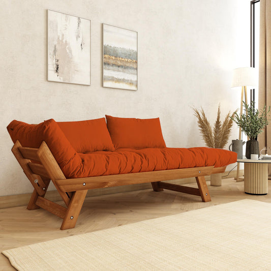 Dvostruka sofa na razvlačenje 244, Tikovina, Narančasta