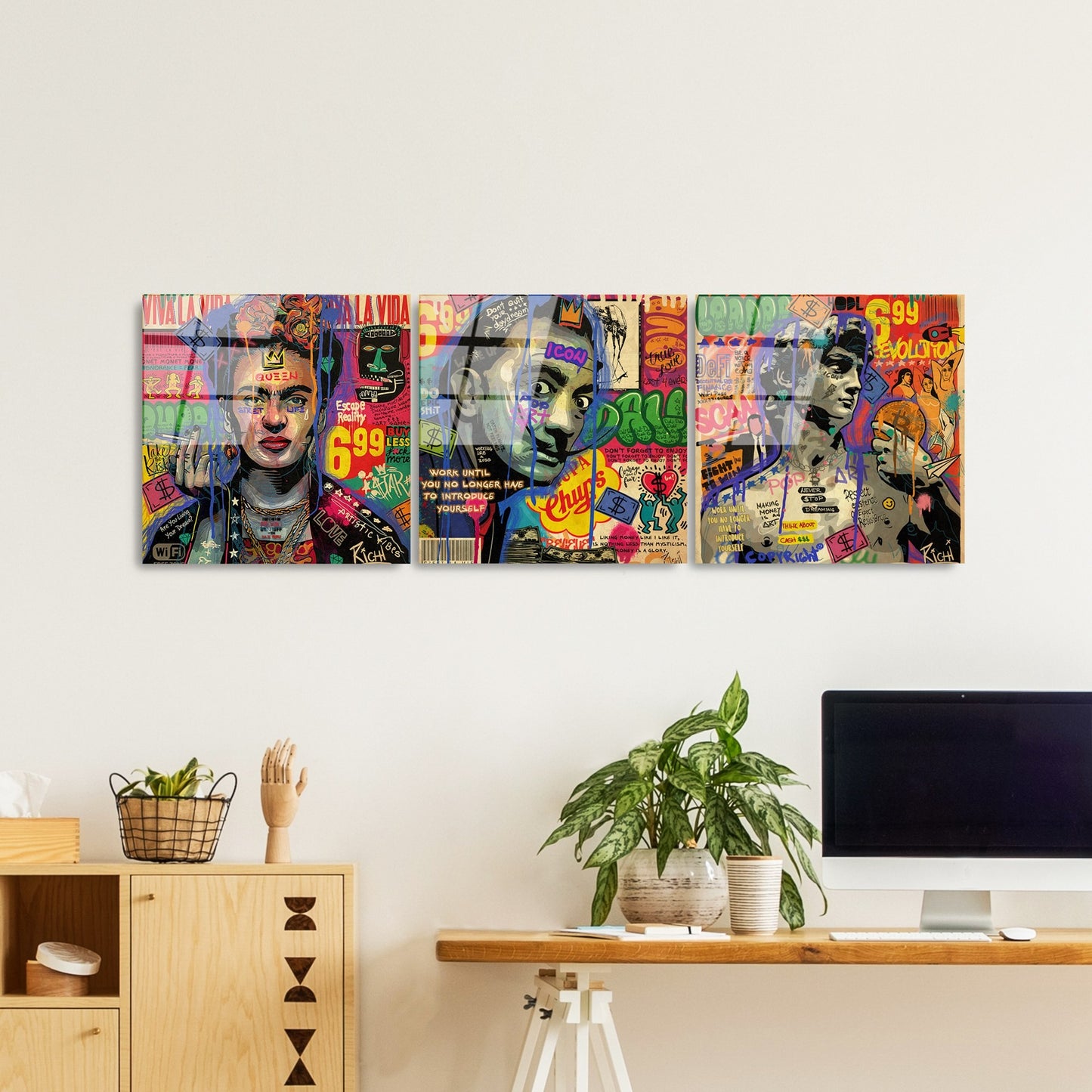 Ukrasna slika na kaljenom staklu (3 komada) UV-856 - 50 x 50